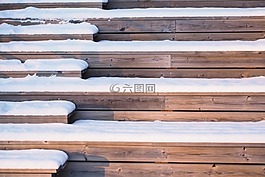 楼梯,雪,阳光
