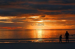 海,日落,黄昏