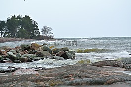 景觀,海,巖石