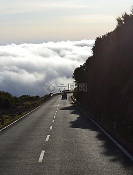 道路,云,汽車