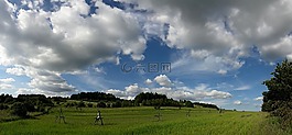 天空,字段,培養的