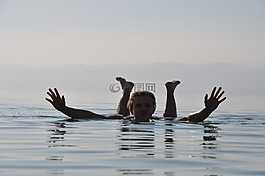 死海,約旦,游泳