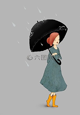 雨,女孩,傘