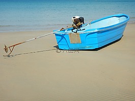 捕鱼,海滩,船