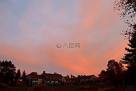 日落,天空,云