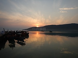 太陽,日落,海