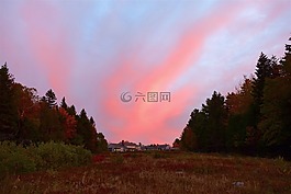 日落,天空,云