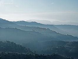 霧,山,對(duì)比