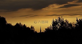 全景图,日出,塔