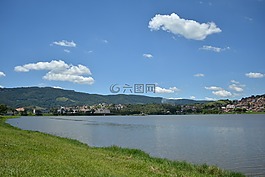 湖,景觀,天空