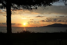日落,太陽