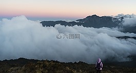 云,山,徒步旅行