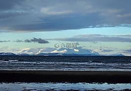 海,海浪,山