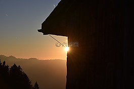 日落,säntis,景观