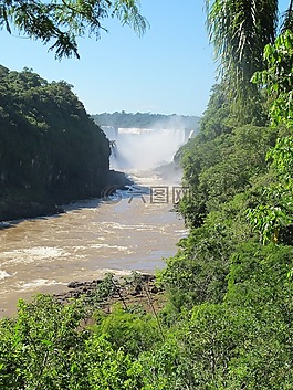 瀑布,峡谷,河