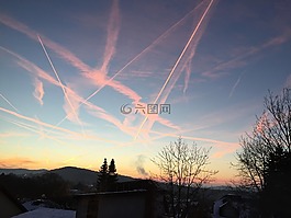晚上,軌跡,傍晚的天空
