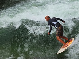 慕尼黑,eisbach,冲浪者