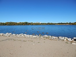 沙,湖,海灘