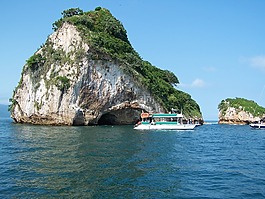 海洋,石,船
