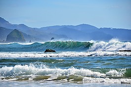 海岸,波,海灘