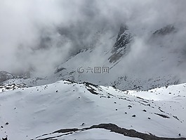 玉龍雪山,云,多霧路段