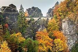 bastei,秋季,易北河砂岩山