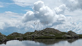 云,天空,湖