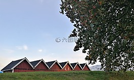 船庫(kù),天空,紅色