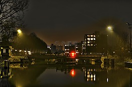 夜,城市,運河