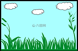 草,草甸,云