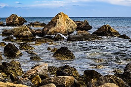海,海濱,石