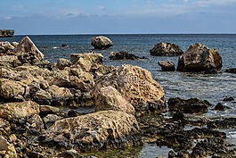 海,海濱,石