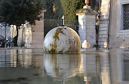 噴泉,水,夏天