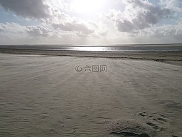 海滩,沙,风