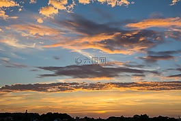 日落,云,傍晚的天空