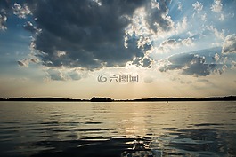日落,云,傍晚的天空