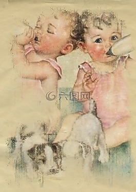 嬰兒,釀酒,拼貼畫