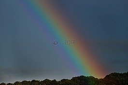 彩虹,天空,雨