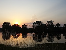 湖,日落,abendstimmung