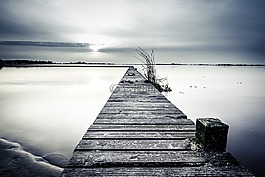 日落,码头,景观