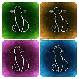 猫,拼贴画,绘图