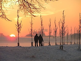 冬天,徒步旅行,雪