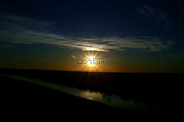 日落,太陽,水