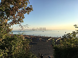 海灘,隱藏,日落