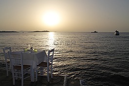 日落,海,太陽