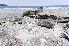 海灘,巖,夏天