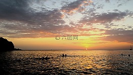 日落,水,日出