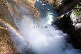黄石国家公园,下福尔斯,瀑布
