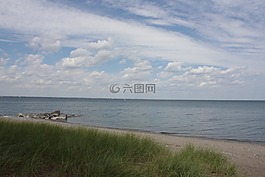 海灘,天空,草