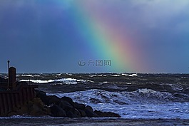 彩虹,海景,天空